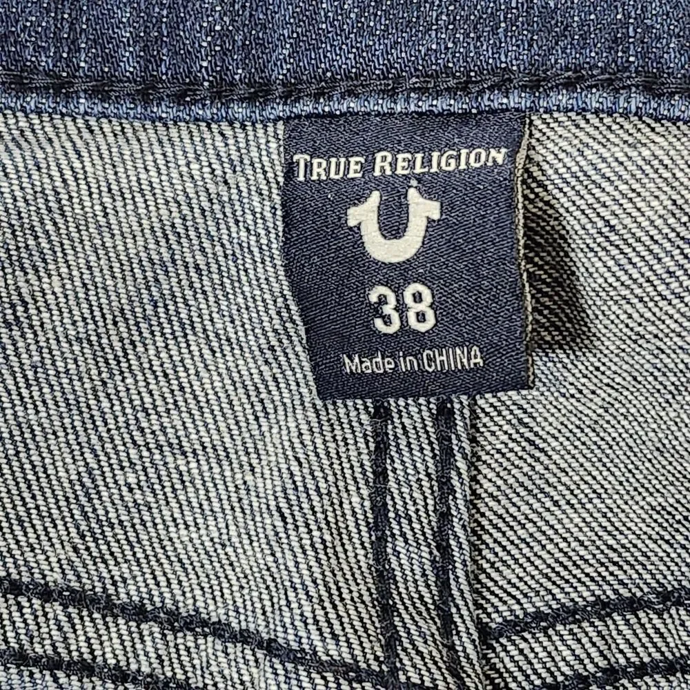 True Religion Striped Jeans Men's 38/32 Rocco Relaxed Skinny 112790 Motorcycle